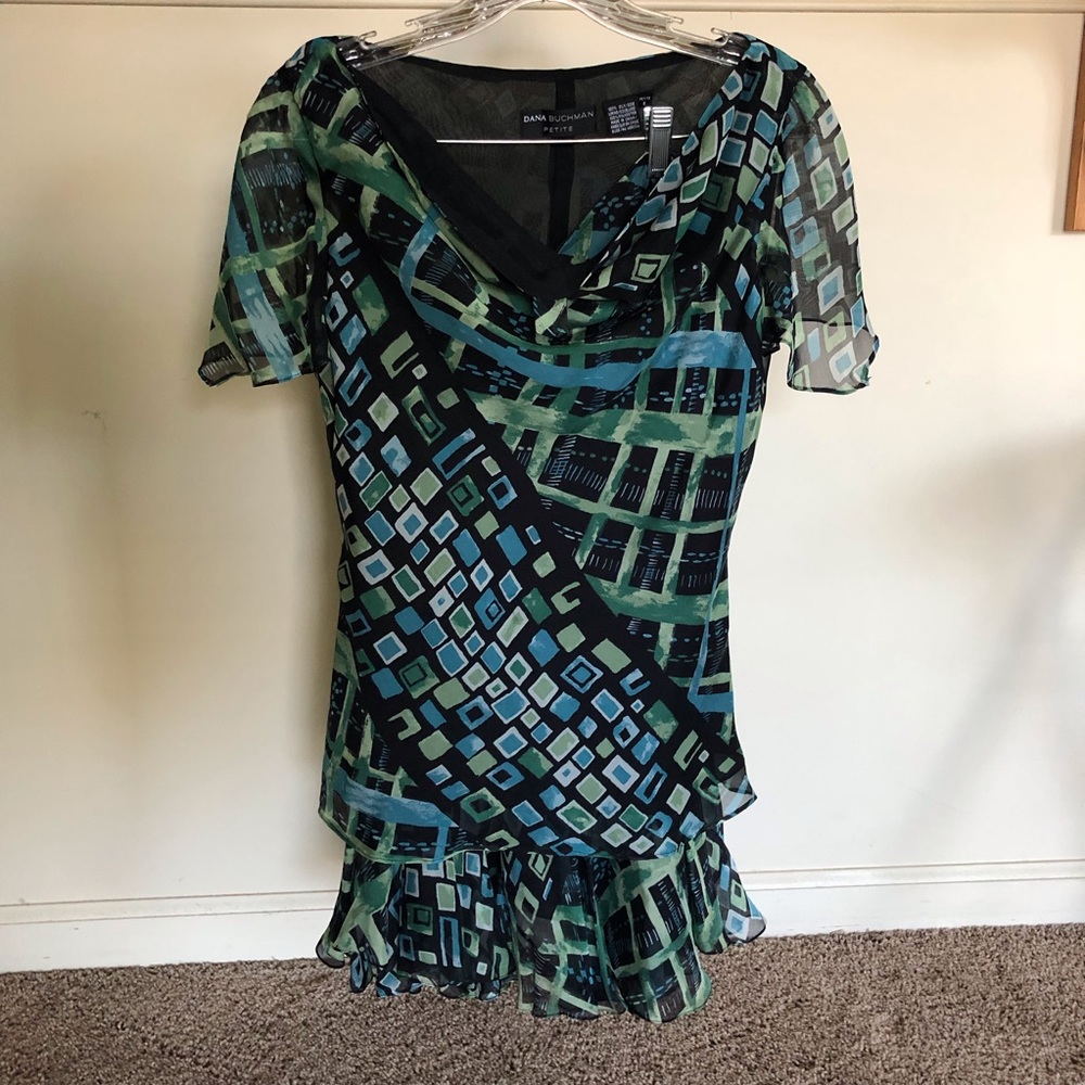 100% silk matching blouse and skirt